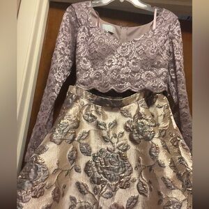 Camille La Vie Lavender and Silver Skirt Set
